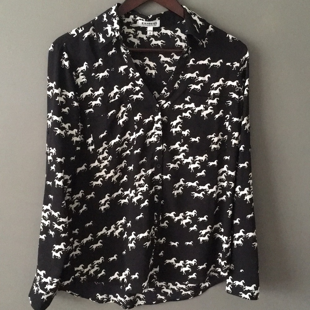 Express Portofino Horse Print Blouse